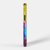 モザイク素晴らしステンドグラスNEONサイバーパンクシティ iPhoneケース (右側面)