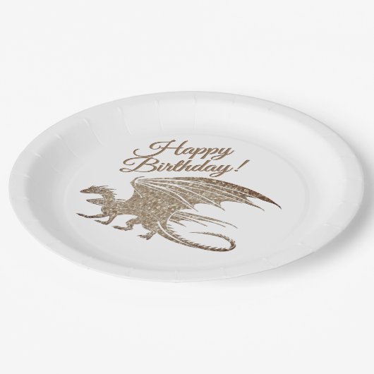 モザイク素晴らしドラゴン誕生日紙プレート ペーパープレート (アングル)