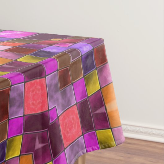 モザイク紫色のヴィンテージのフラクタルの万華鏡のように千変万化するパターン テーブルクロス (インサイチュ)