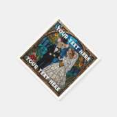 モザイク結婚マウスのカップルのステンドグラス効果。 スタンダードカクテルナプキン (角)