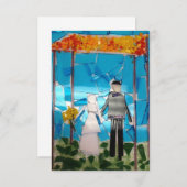 モザイク結婚式招待状 招待状 (正面/裏面)