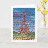 モザイク絵を描ズ・オブ・エッフェル・タワー・グリーティングカード カード (黄色い花)