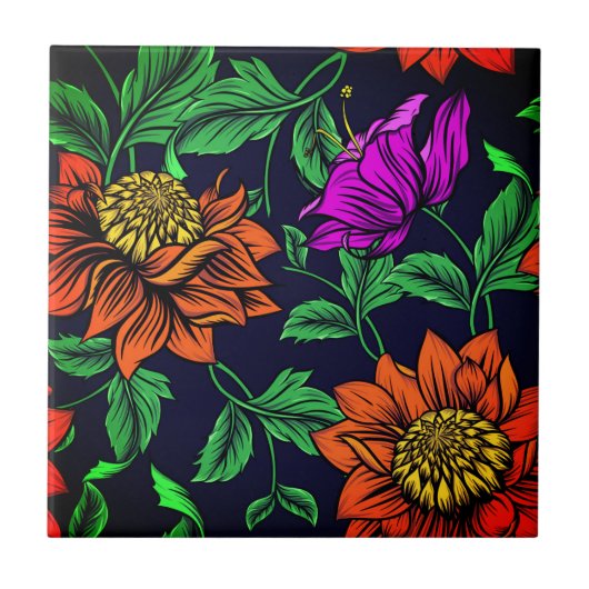 モザイク絵画アンティークの花セラミックタイル タイル (正面)