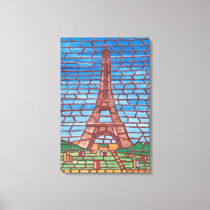 モザイク絵画ズオブエッフェルタワーキャンバスプリント キャンバスプリント