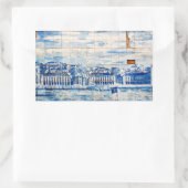 モザイク絵画リスボンブルーのタイル磁器 長方形シール (バッグ)