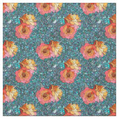 モザイク背景に咲くバラの花のパターン ファブリック (クローズアップ)