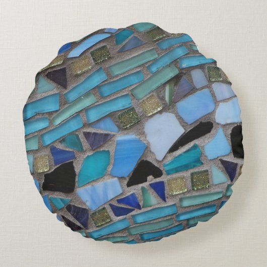 モザイク色のガラスの石の枕 ラウンドクッション (裏面)
