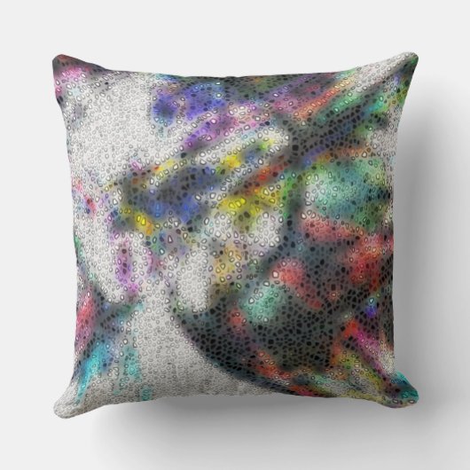 モザイク色、汚れた霧の上に磨かれたシャード クッション (裏面)