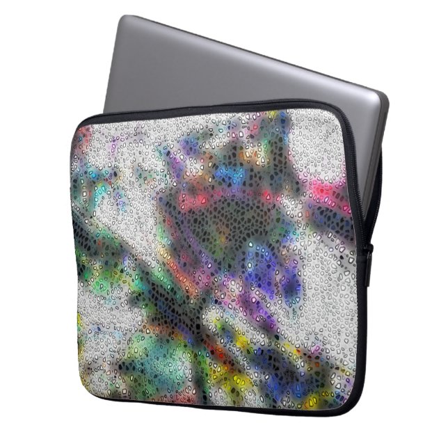 モザイク色、汚れた霧の上に磨かれたシャード ラップトップスリーブ (正面左)