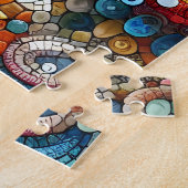 モザイク芸術的タコ海カラフルシーライフ ジグソーパズル (側面)