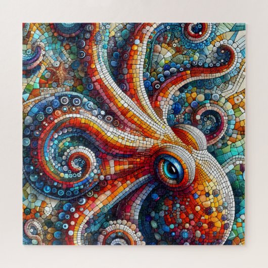 モザイク芸術的タコ海カラフルシーライフ ジグソーパズル (横)