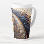 モザイク茶色の馬 カフェラテマグ (右アングル)