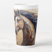 モザイク茶色の馬 カフェラテマグ (正面)