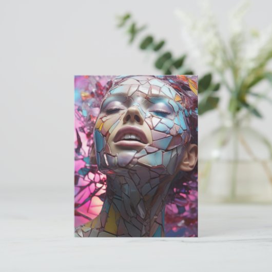 モザイク蝶の女性 ポストカード (スタンド正面)