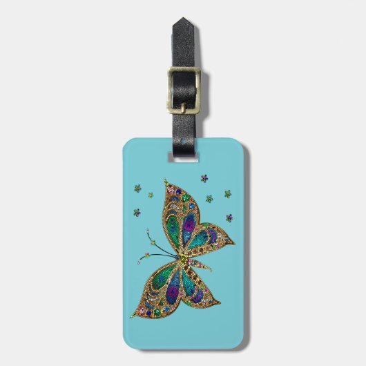 モザイク蝶 ラゲッジタグ (正面縦)