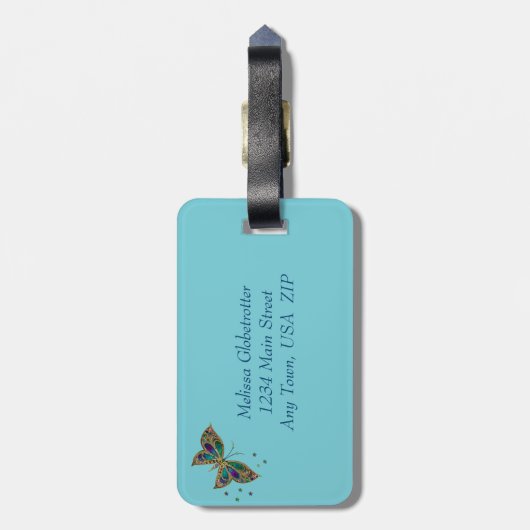 モザイク蝶 ラゲッジタグ (裏面縦)