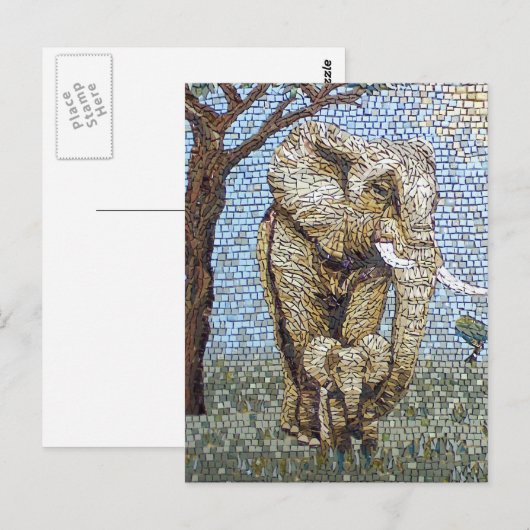 モザイク象 ポストカード (正面/裏面)