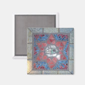 モザイク赤いハートの星ダビデと悪の目 マグネット (正面/裏面)