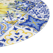 モザイク開花（青と黄） カッティングボード (角)