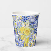 モザイク開花（青と黄） 紙コップ (裏面)