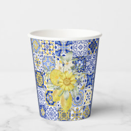 モザイク開花(青と黄) 紙コップ