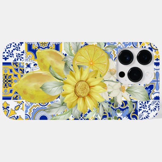 モザイク開花（青と黄） Case-Mate iPhoneケース (裏面 (横))