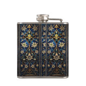 モザイク青及び金ゴールドの花柄のフラスコ フラスク (裏面)