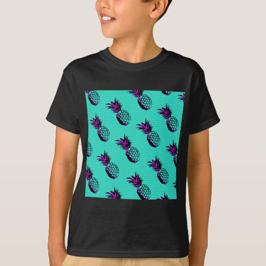 モザイク青緑のパイナップルパターン Tシャツ (正面)
