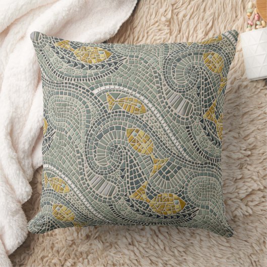 モザイク魚 クッション (ブランケット)