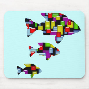 モザイク魚 マウスパッド