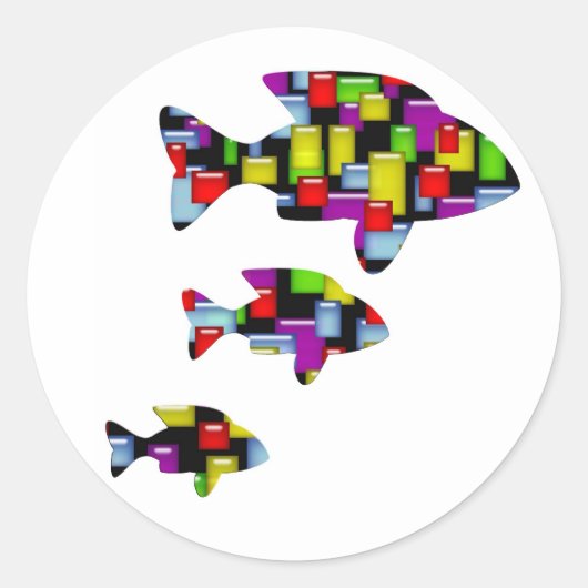 モザイク魚 ラウンドシール (正面)