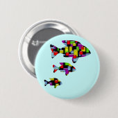 モザイク魚 缶バッジ (正面&裏面)