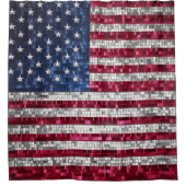 モザイク鮮やかアメリカ国旗のステンドグラス シャワーカーテン (正面)