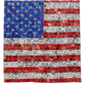 モザイク鮮やかアメリカ国旗のステンドグラス シャワーカーテン (正面)