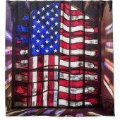 モザイク鮮やかアメリカ国旗のステンドグラス シャワーカーテン (正面)