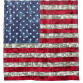 モザイク鮮やかアメリカ国旗のステンドグラス シャワーカーテン (正面)