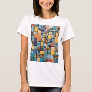 モザイク鮮やかアートTシャツ – 幾何学模様カラフル Tシャツ