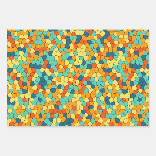 モザイク鮮やかパターン ラッピングペーパーシート (正面3)