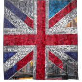 モザイク鮮やかユニオンジャック国旗のステンドグラス シャワーカーテン (正面)