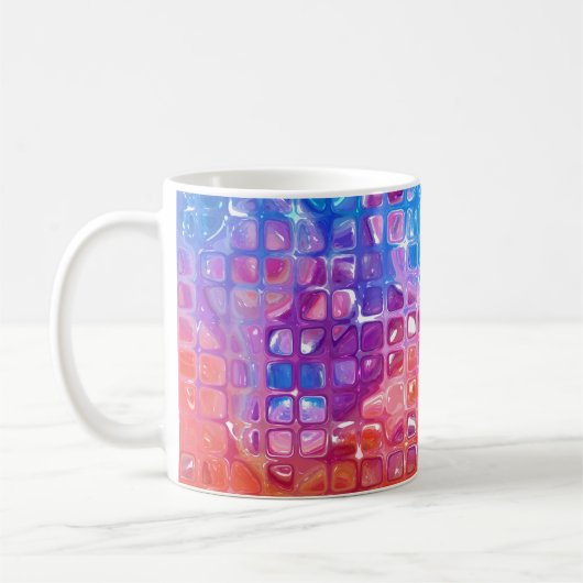 モザイク鮮やか:数々の – 色の抽象芸術背景 コーヒーマグカップ (左)