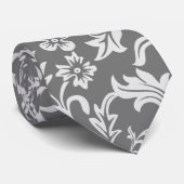 モザイク0白0ًい葉花柄 ネクタイ (ロール)