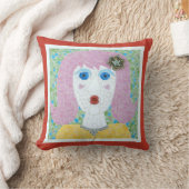 モザイク – イングリッドと赤オレンジとアイボリー縁ど クッション (ブランケット)