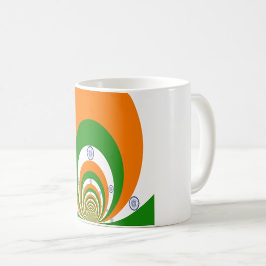 モザイク・オブ・マジェシー:インド国旗の万華鏡のように千変万化するパターン コーヒーマグカップ (正面右)