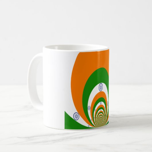 モザイク・オブ・マジェシー:インド国旗の万華鏡のように千変万化するパターン コーヒーマグカップ (正面左)