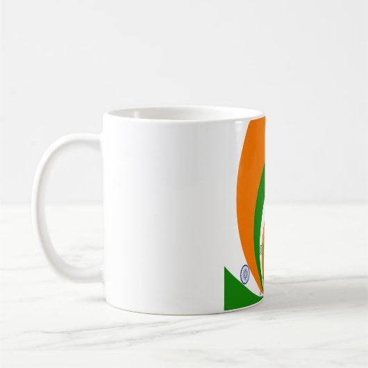 モザイク・オブ・マジェシー:インド国旗の万華鏡のように千変万化するパターン コーヒーマグカップ (左)