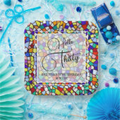 モザイク&カラフルおもしろいこんにちは30歳の誕生日 ペーパープレート (パーティー)