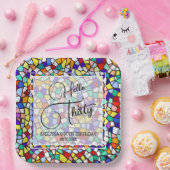 モザイク&カラフルおもしろいこんにちは30歳の誕生日 ペーパープレート (パーティー)