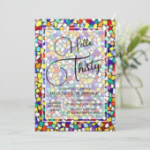 モザイク&カラフルおもしろいこんにちは30歳の誕生日 招待状 (スタンド正面)