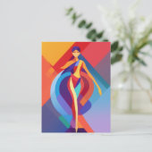 モザイク,カラフル女性,ベクトルデザイン ポストカード (スタンド正面)