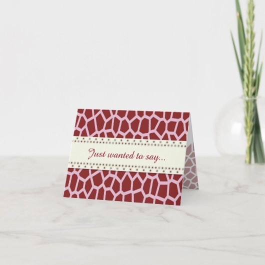 モザイク・タイルのUの一突き色のブラウンのキリンのプリント サンキューカード (正面)